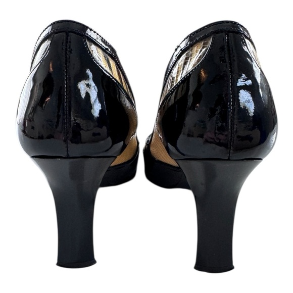Made in Spain: Elegant Black and Cream Snakeskin patent leather heels. - Picture 6 of 9